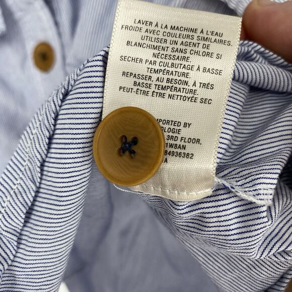 Anthropologie Maeve Canopy Cold Shoulder Blue Pinstripe Off Shoulder Top Size 6 - Picture 6 of 8